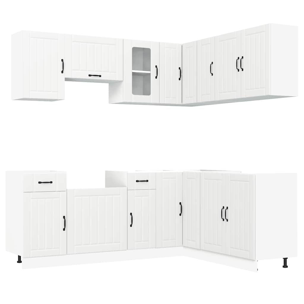 vidaXL 11-delige Keukenkastenset Kalmar bewerkt hout wit