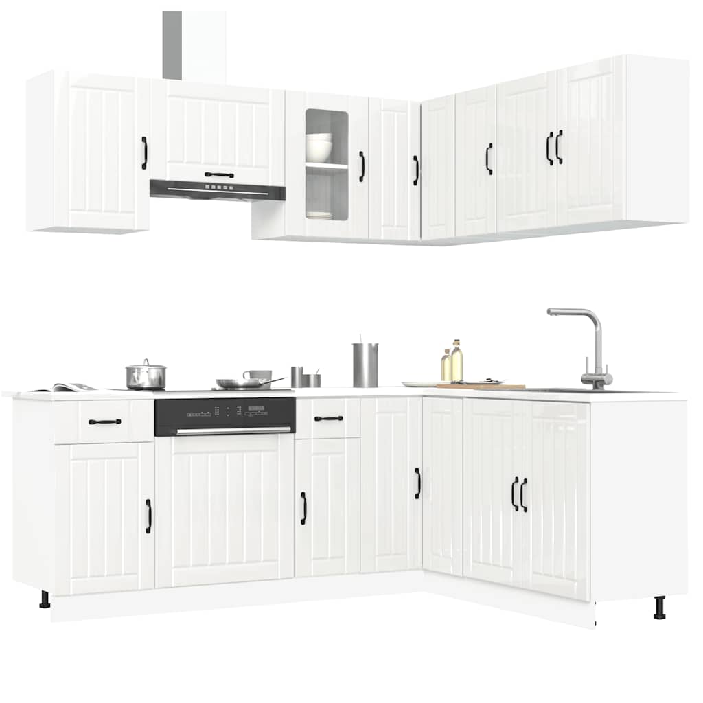 vidaXL 11-delige Keukenkastenset Kalmar bewerkt hout wit