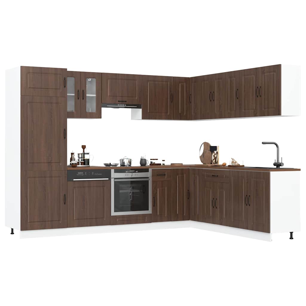 vidaXL 14-delige Keukenkastenset Kalmar bewerkt hout wit
