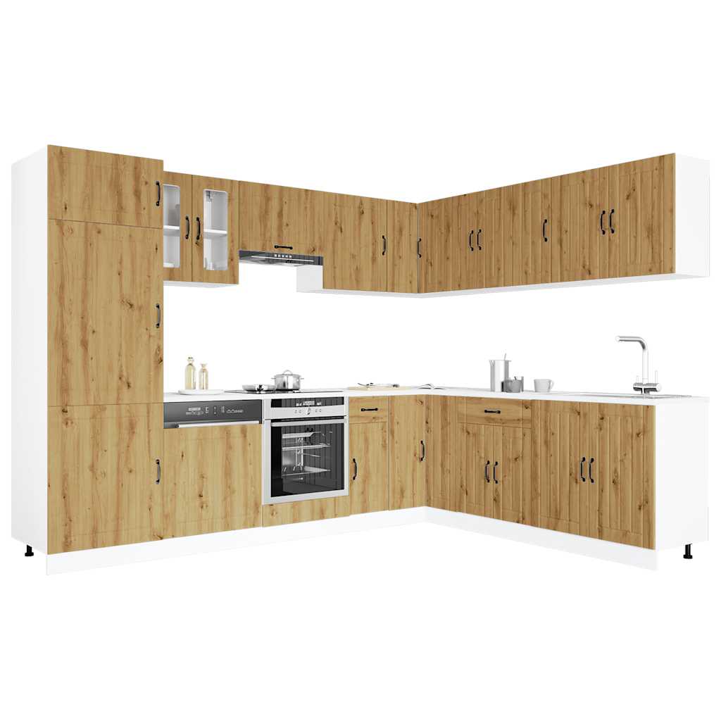 vidaXL 14-delige Keukenkastenset Lucca bewerkt hout wit