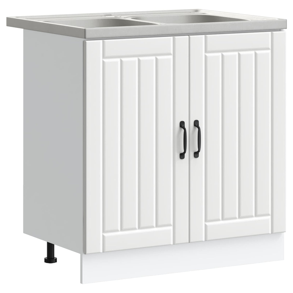 vidaXL Waskompkast met opslag met de deur Lucca 2 pcs Wit Bewerkt hout