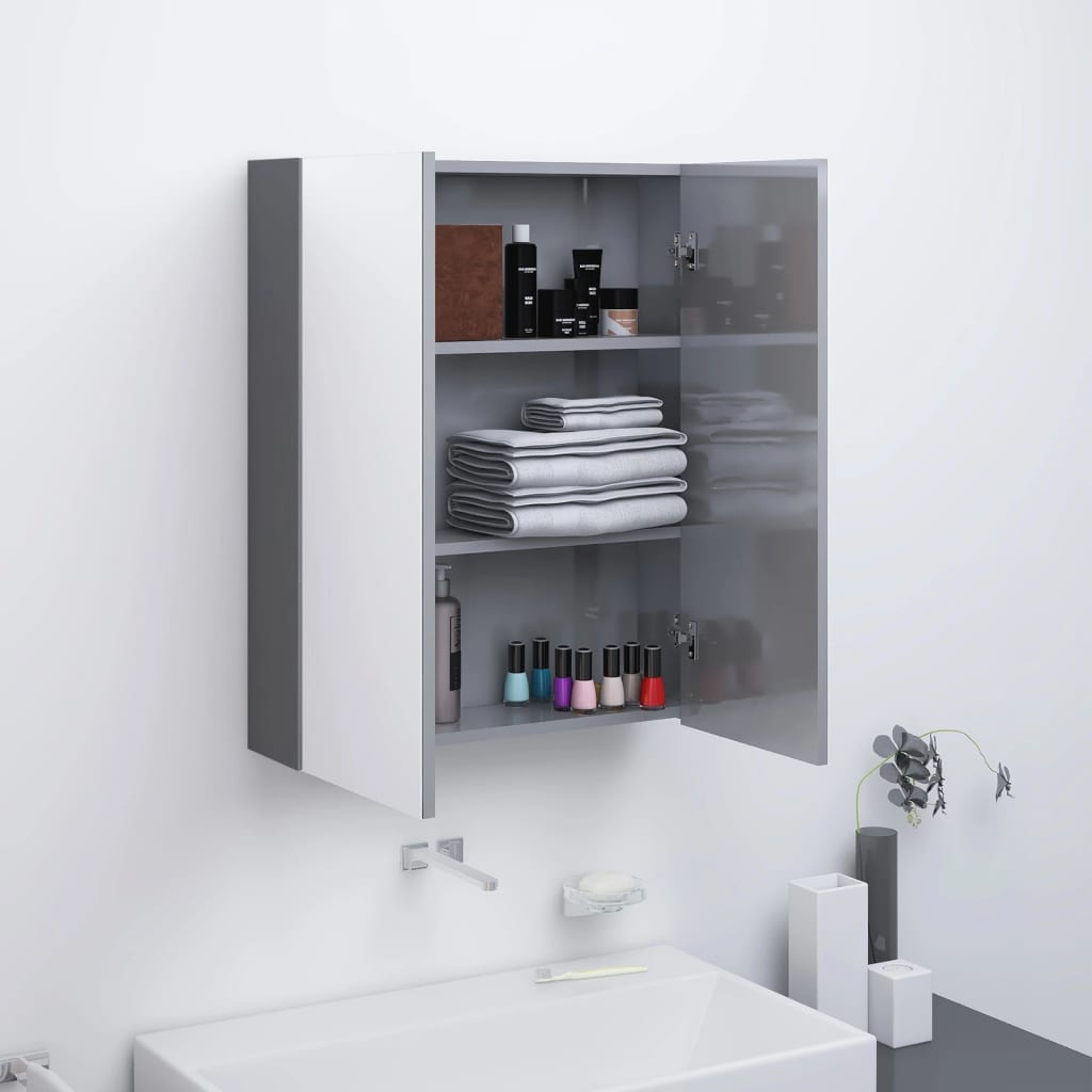vidaXL Badkamerkast met spiegel 60x15x75 cm MDF glanzend zwart