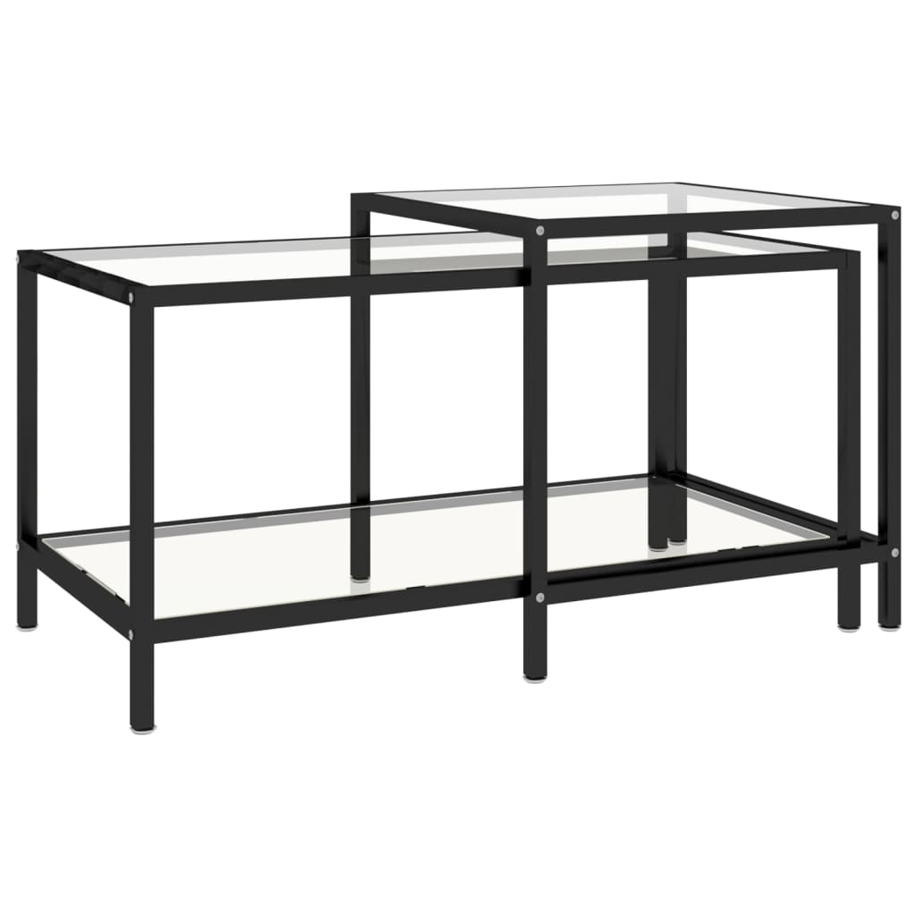 vidaXL 2-delige Salontafelset gehard glas transparant