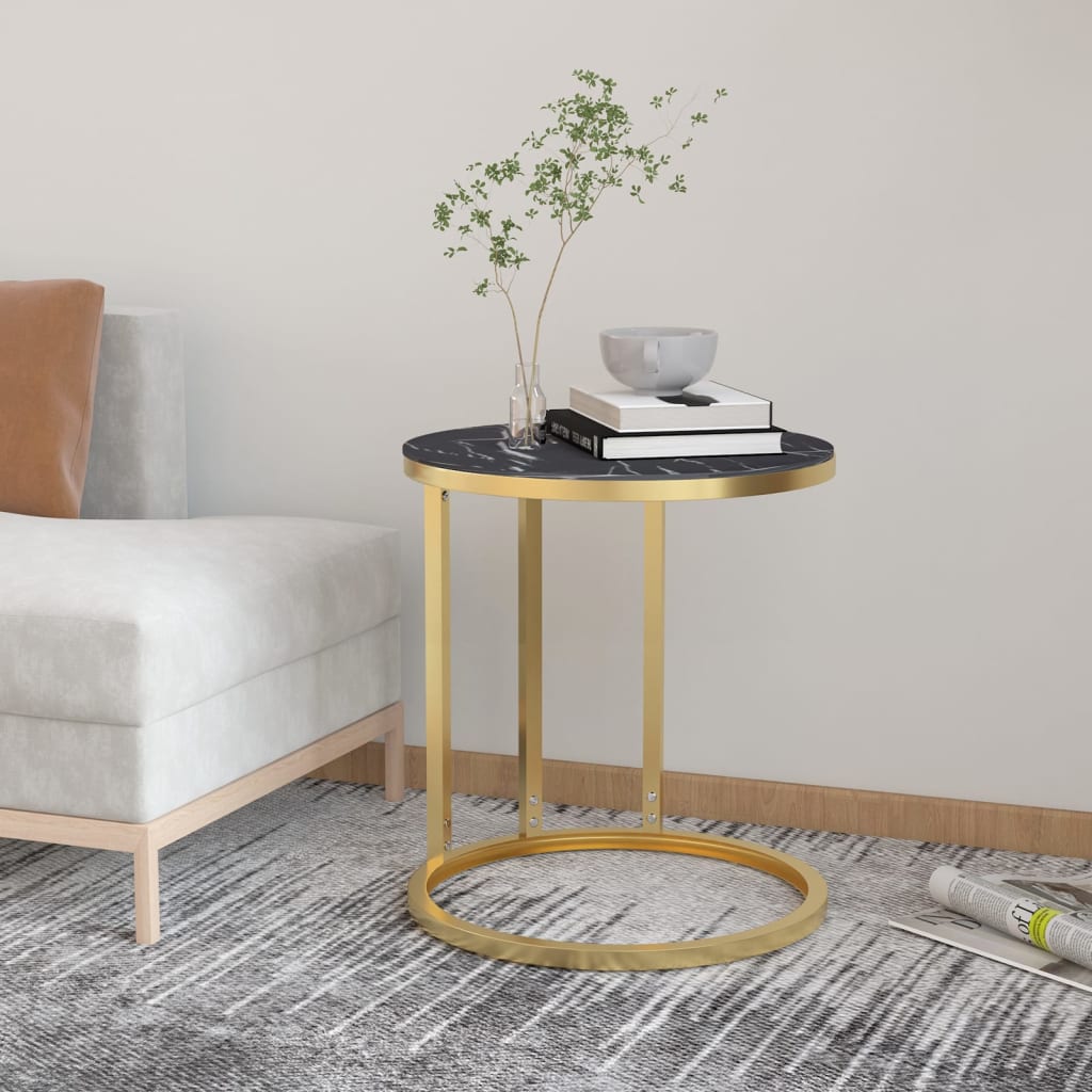 vidaXL Bijzettafel 45 cm gehard glas goudkleurig en transparant