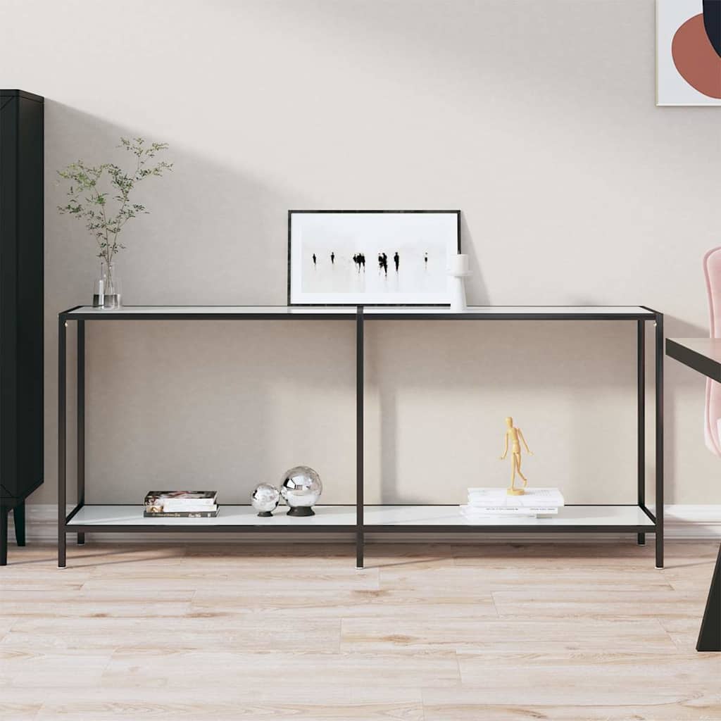 vidaXL Console Table 140x35x75.5 cm Tempered Glass Transparent