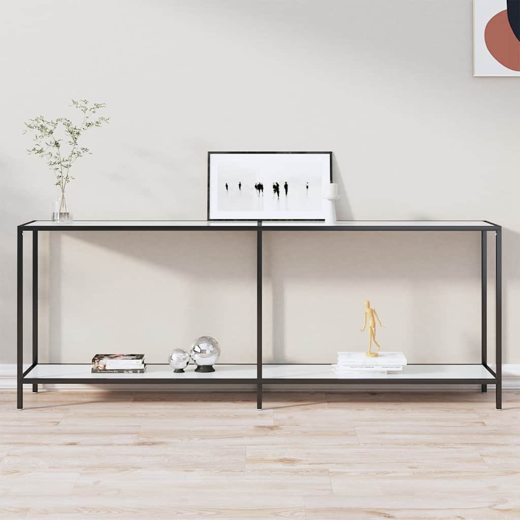 vidaXL Console Table 140x35x75.5 cm Tempered Glass Transparent
