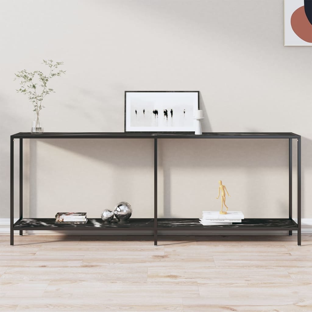 vidaXL Console Table 140x35x75.5 cm Tempered Glass Transparent