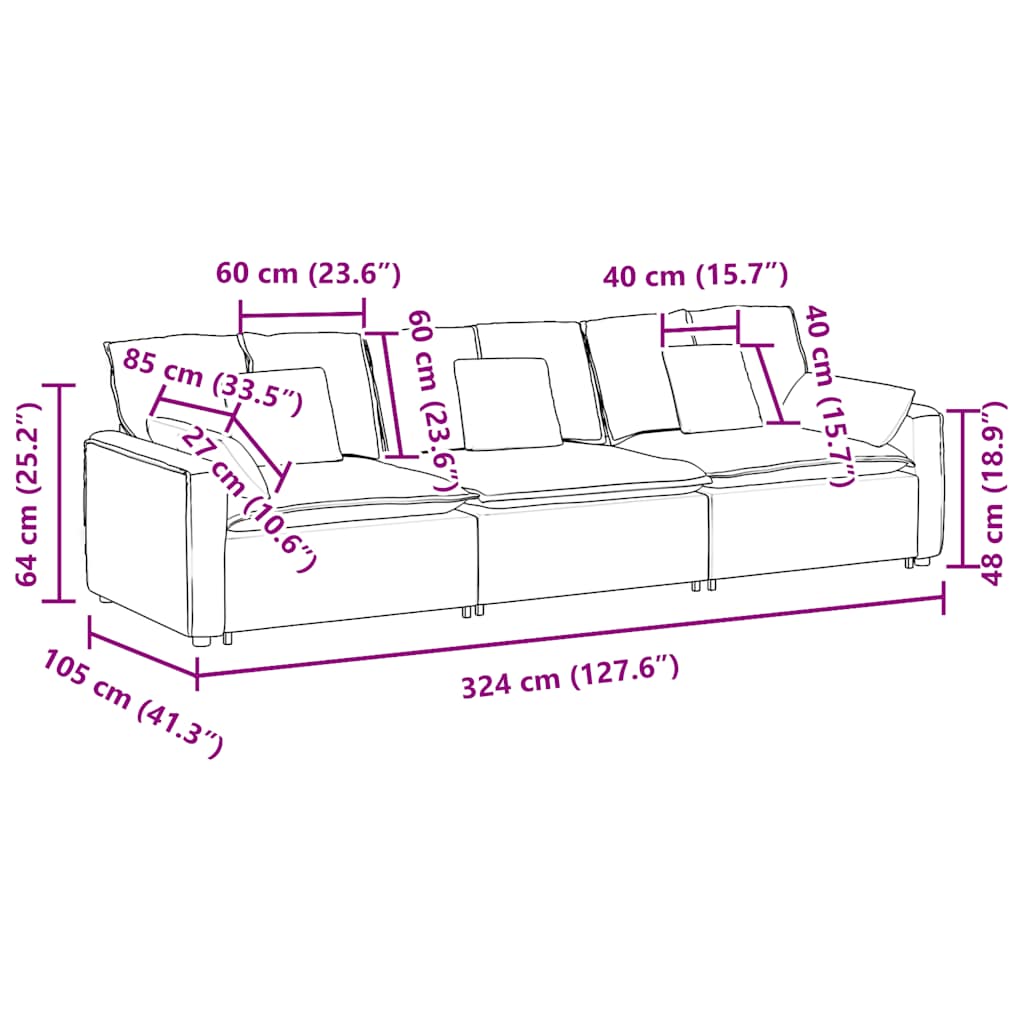 vidaXL Modulaire bank met kussens beige