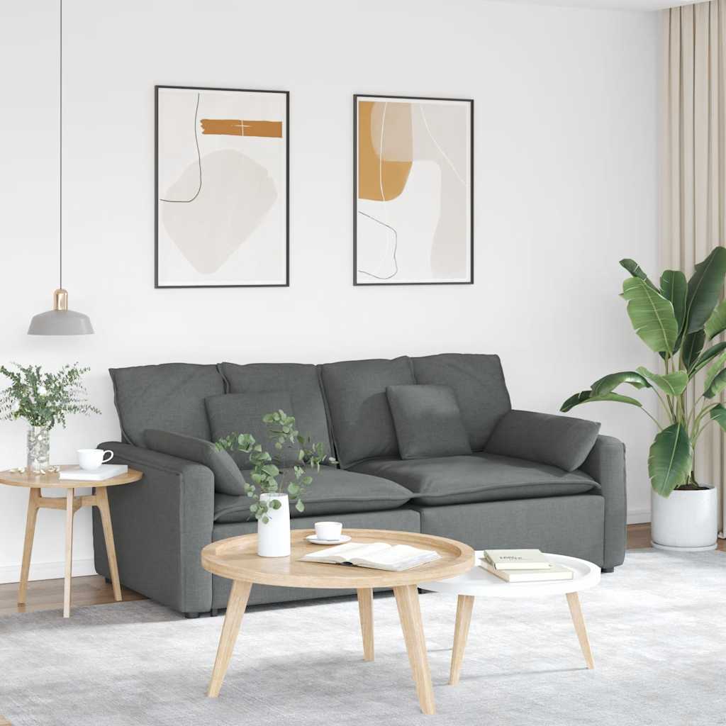vidaXL Modulaire bank met kussens lichtgrijs
