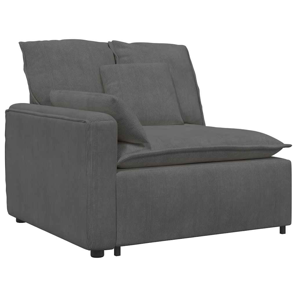 vidaXL Modular Sofa with Cushions Corduroy Fabric Light Grey