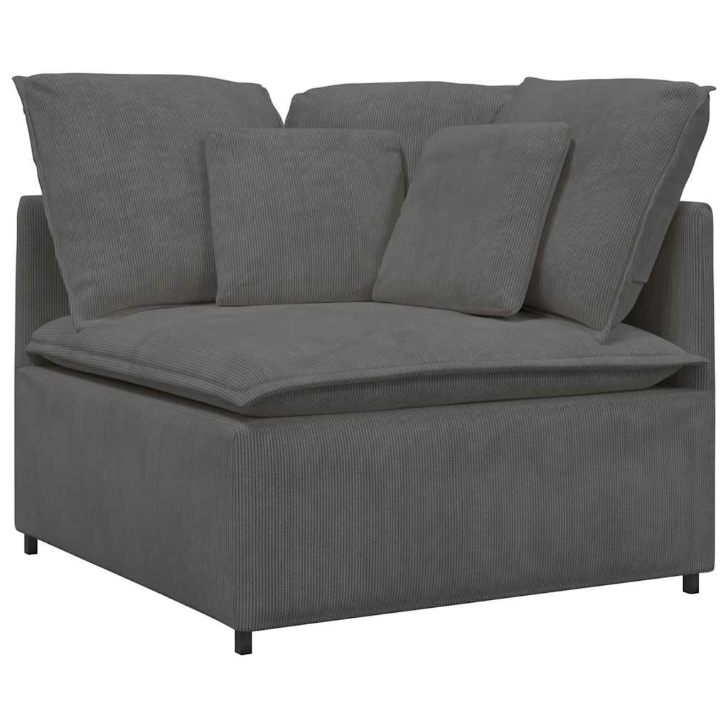 vidaXL Modular Sofa with Cushions Corduroy Fabric Light Grey