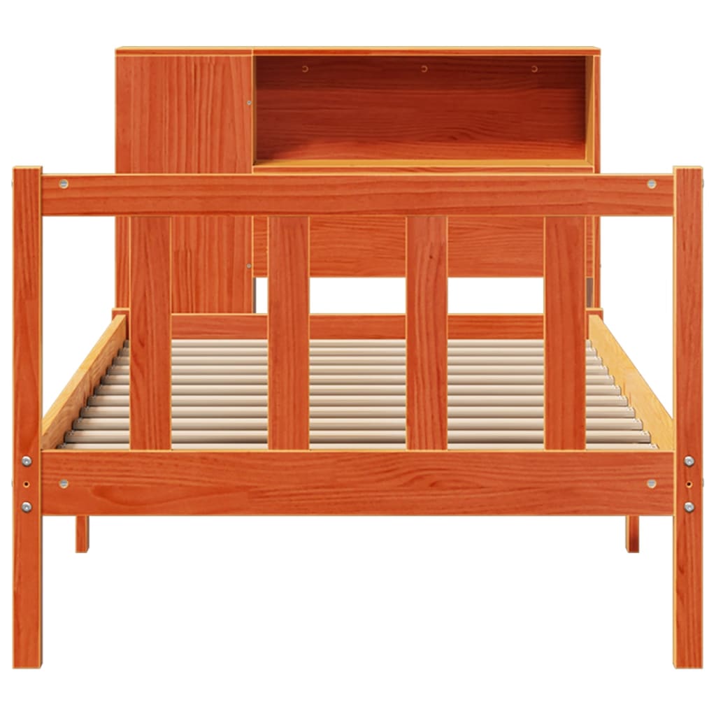 vidaXL Bed met boekenkast zonder matras massief grenenhout 90x190 cm