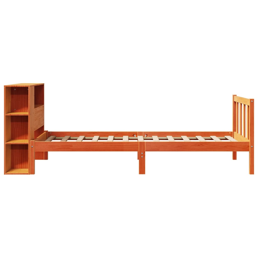 vidaXL Bed met boekenkast zonder matras massief grenenhout 90x190 cm