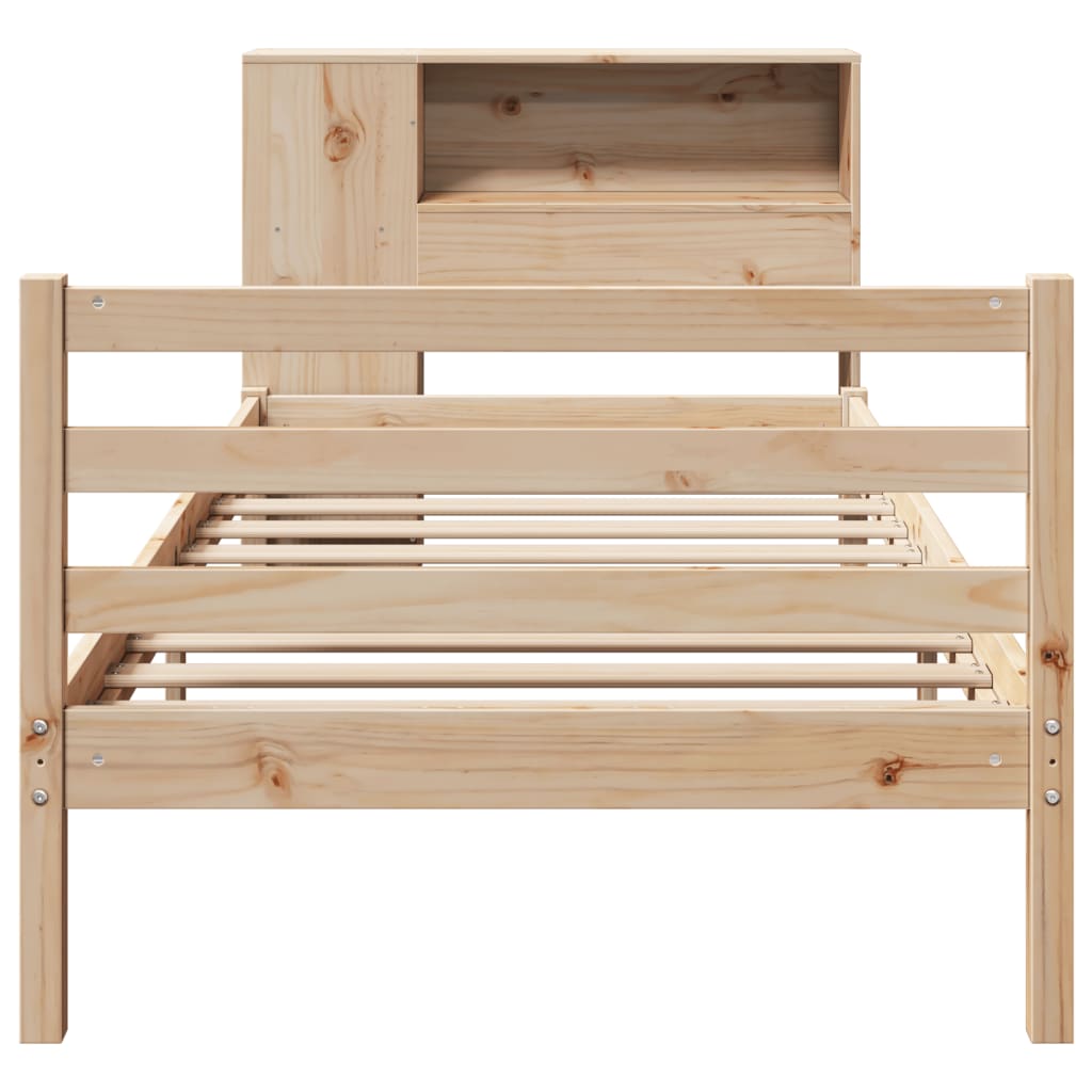 vidaXL Bed met boekenkast zonder matras grenenhout wit 75x190 cm
