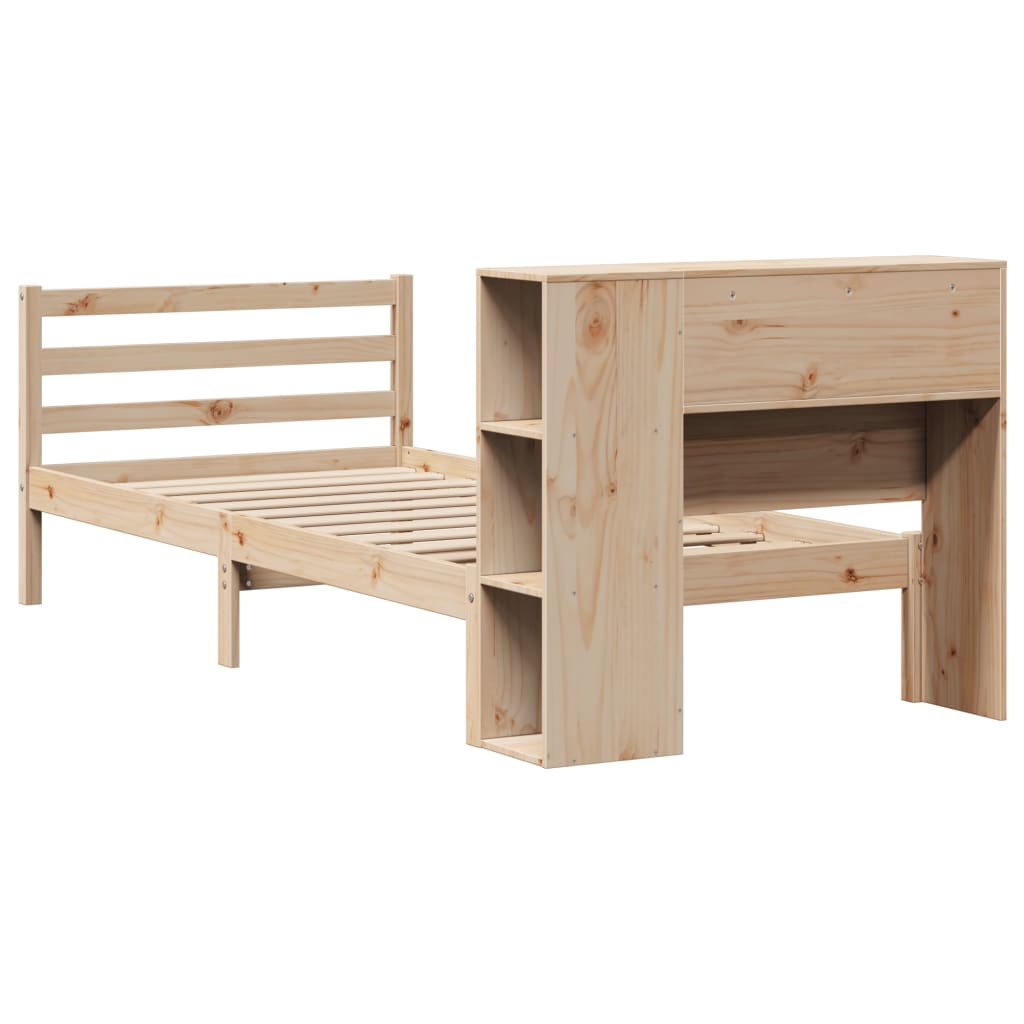 vidaXL Bed met boekenkast zonder matras grenenhout wit 75x190 cm