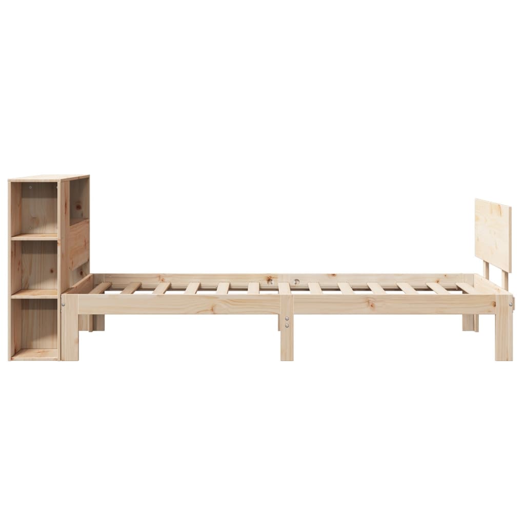 vidaXL Bed met boekenkast zonder matras grenenhout wit 90x200 cm