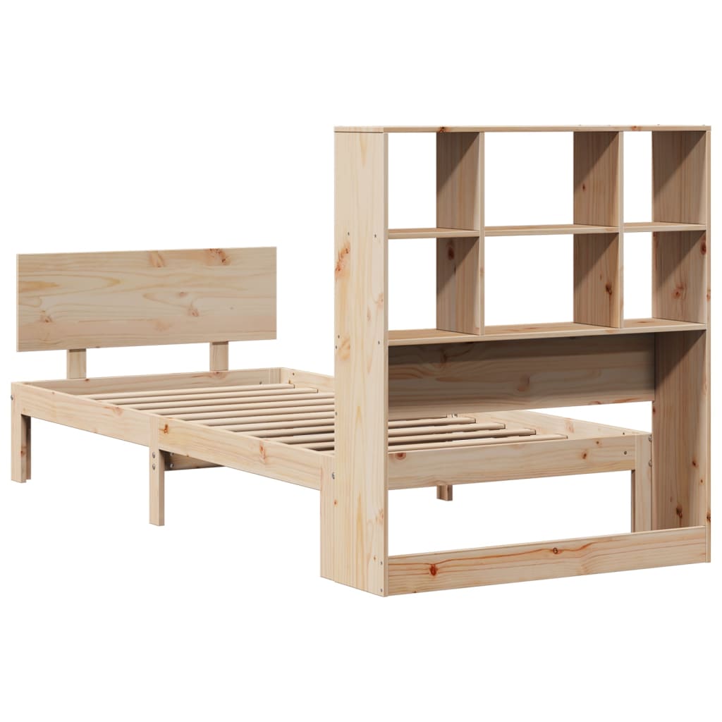 vidaXL Bed met boekenkast zonder matras massief grenenhout 160x200 cm