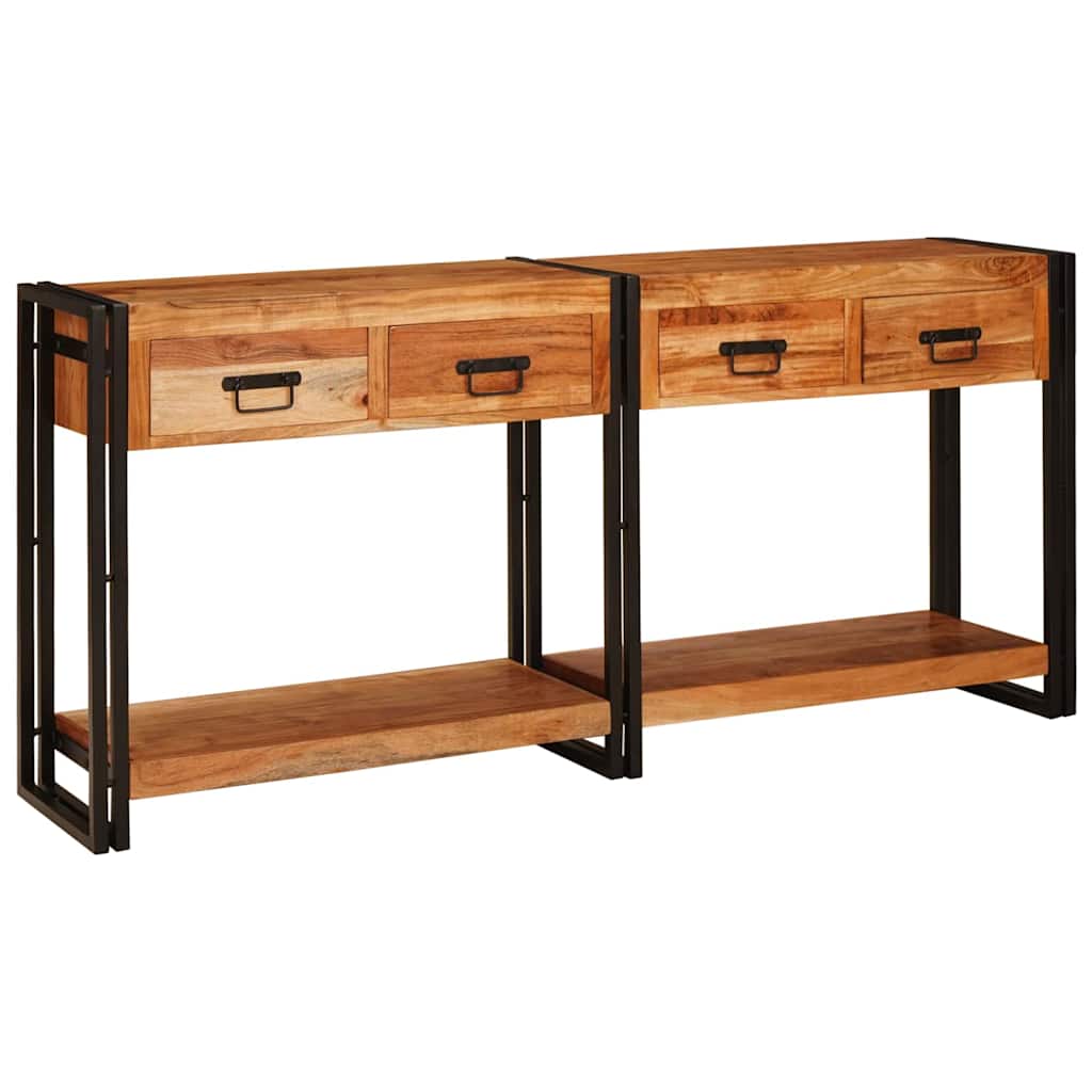 vidaXL Wandtafels 2 pcs Bruin 161 x 33 x 75 cm Massief Mango Hout