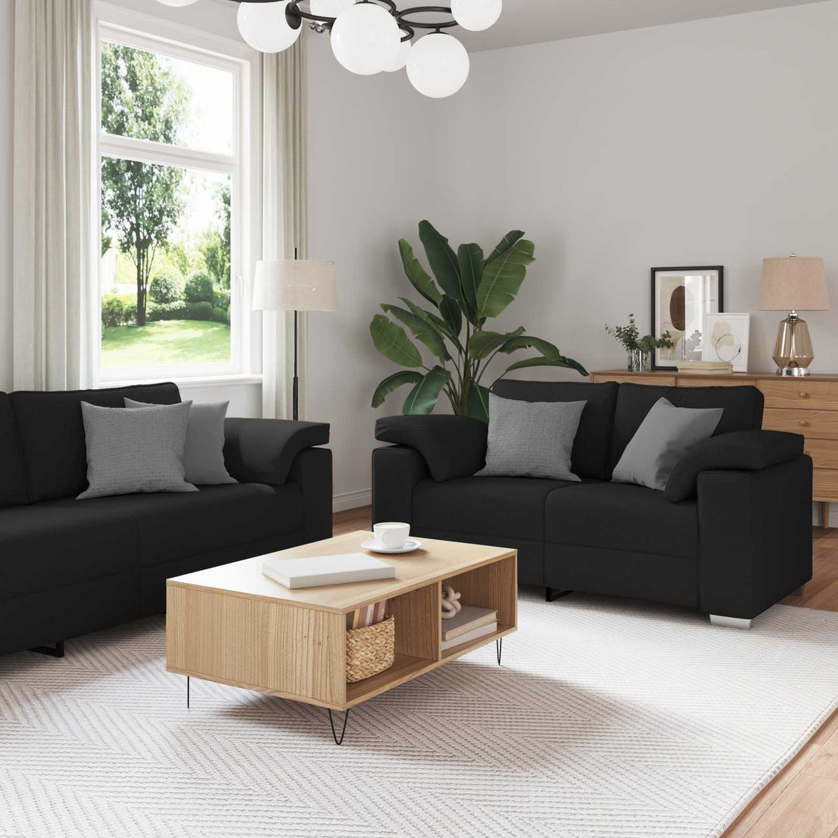 vidaXL Bank 3 pcs Lichtgrijs 219 x 80 x 82 cm Linnenmix Stoffen