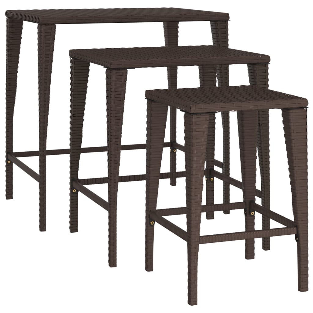 vidaXL Garden Table Set 3 Pieces Poly Rattan Black