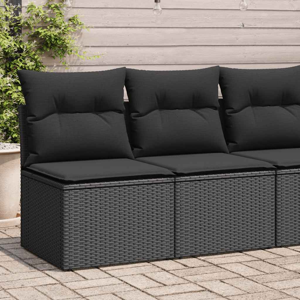 vidaXL 2-Piece Lounge Set with Cushions Poly Rattan Acacia Black