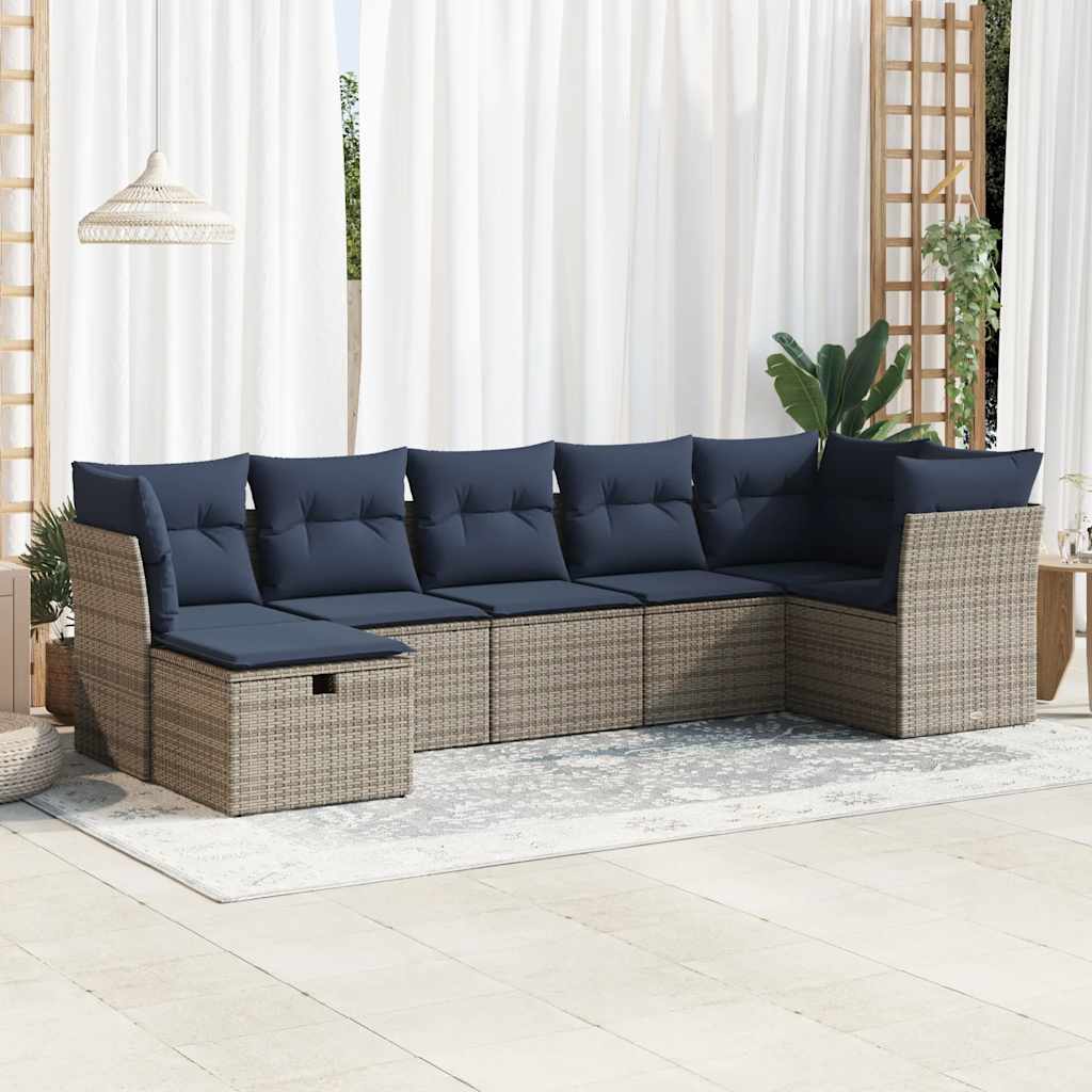 vidaXL 7-piece Lounge Set with cushions poly rattan black