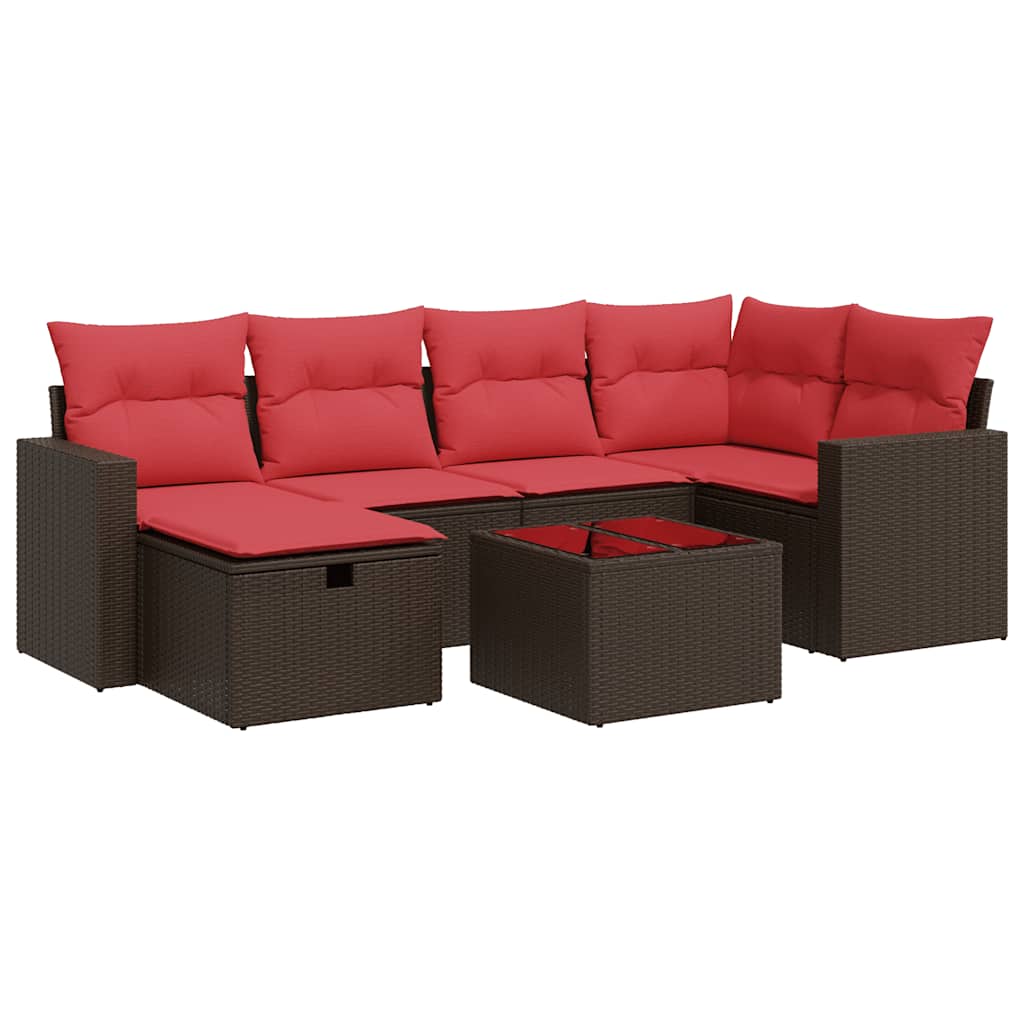 vidaXL 6-delige Loungeset met kussens poly rattan zwart