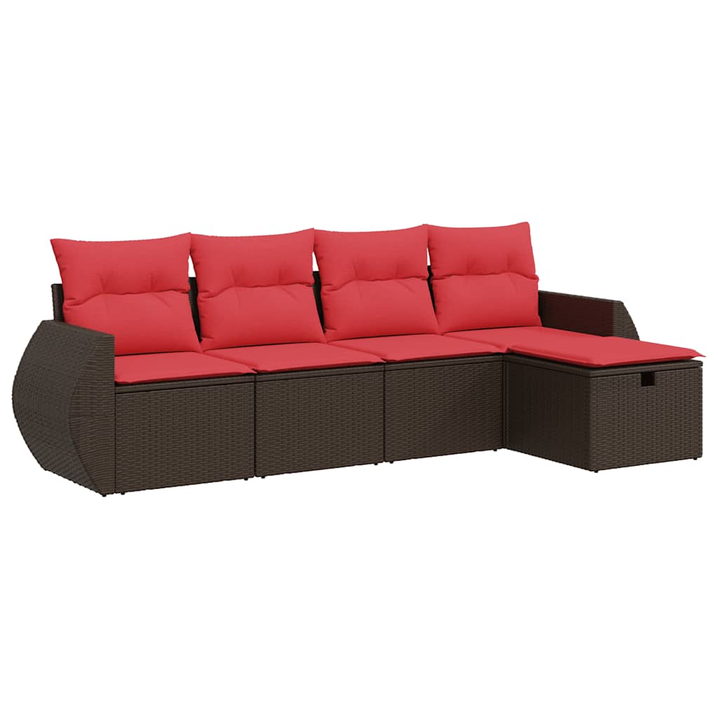 vidaXL 5-piece Lounge Set with Cushions Poly Rattan Black