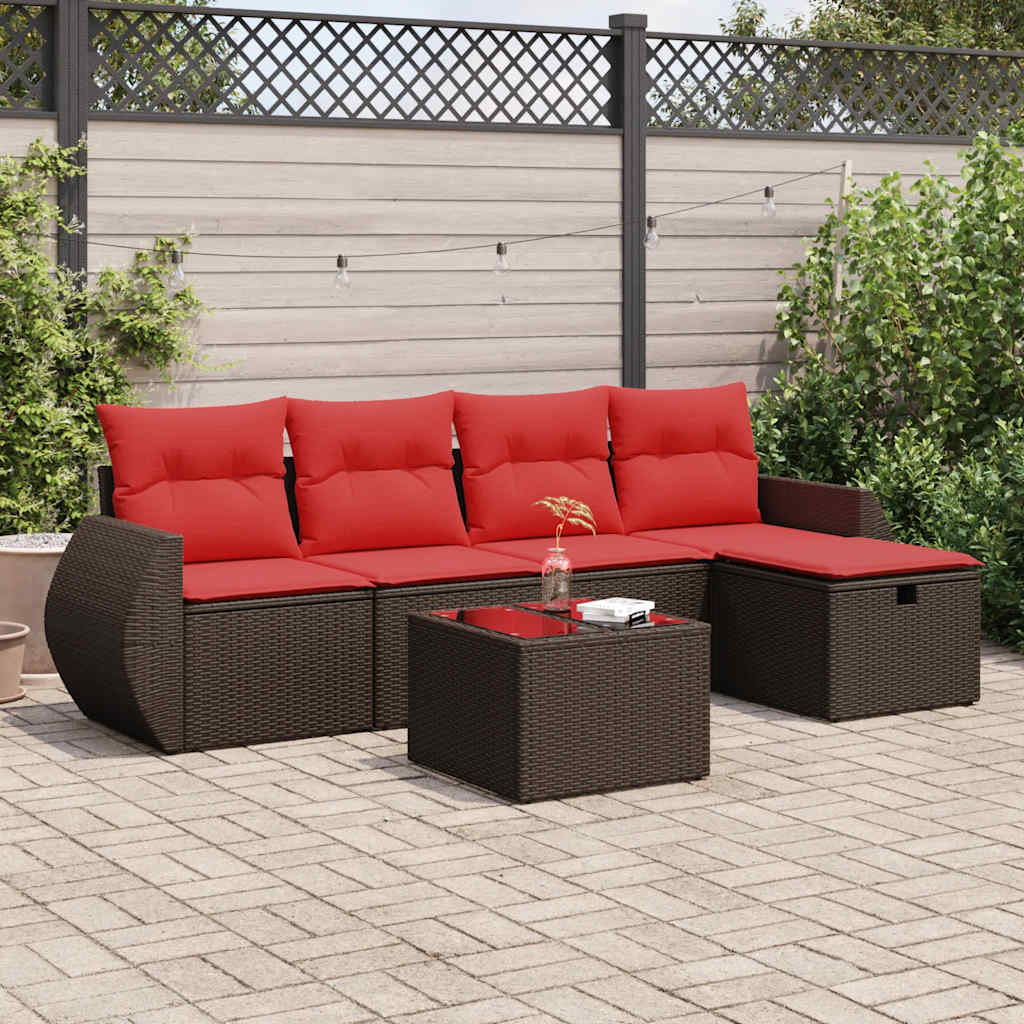 vidaXL 5-piece Lounge Set with Cushions Poly Rattan Black