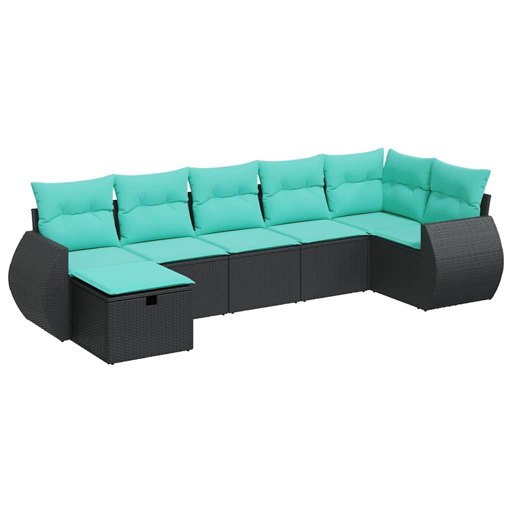 vidaXL 7-delige Loungeset met kussens poly rattan grijs