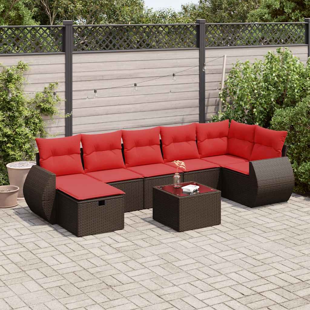 vidaXL 7-delige Loungeset met kussens poly rattan grijs