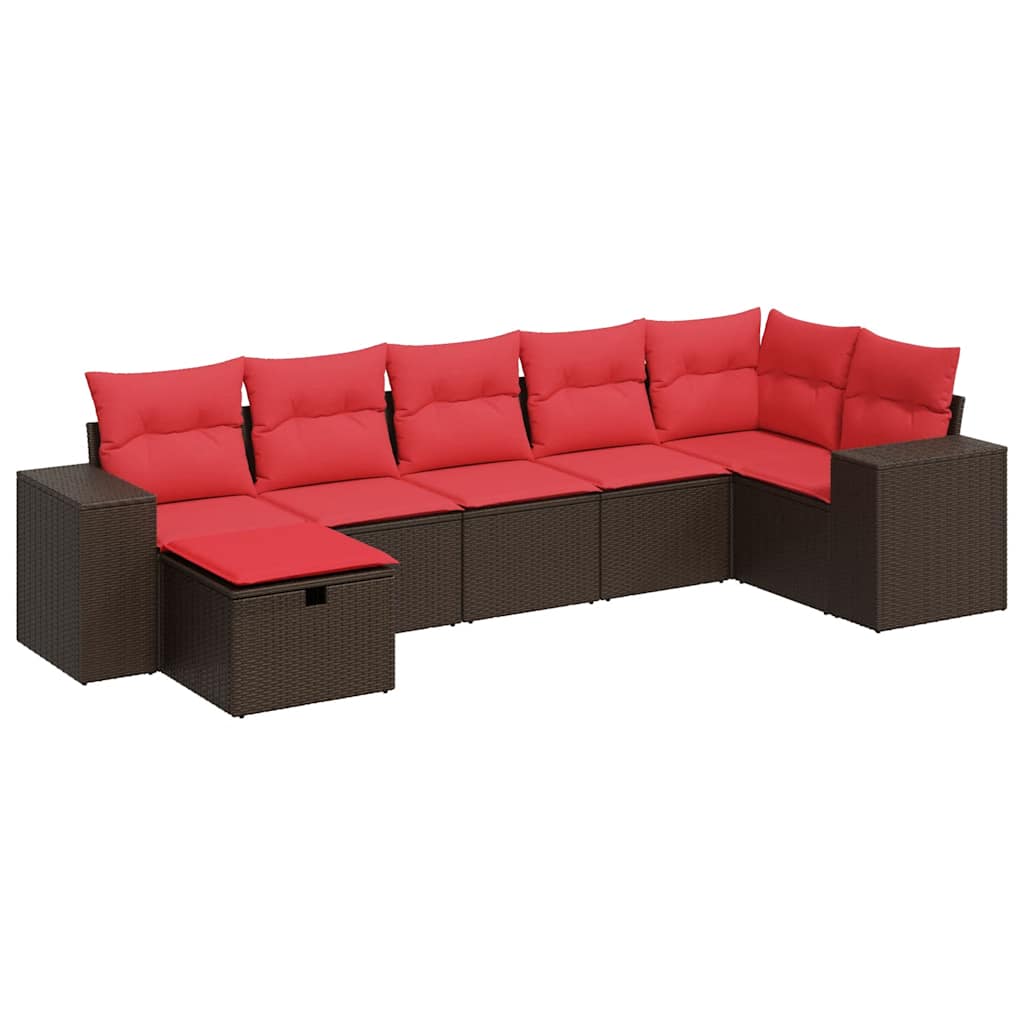 vidaXL 7-Piece Lounge Set with Cushions Poly Rattan Grey