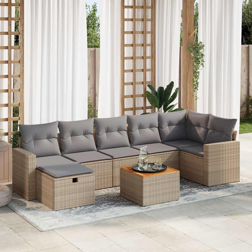 vidaXL 8-delige Loungeset met kussens poly rattan zwart