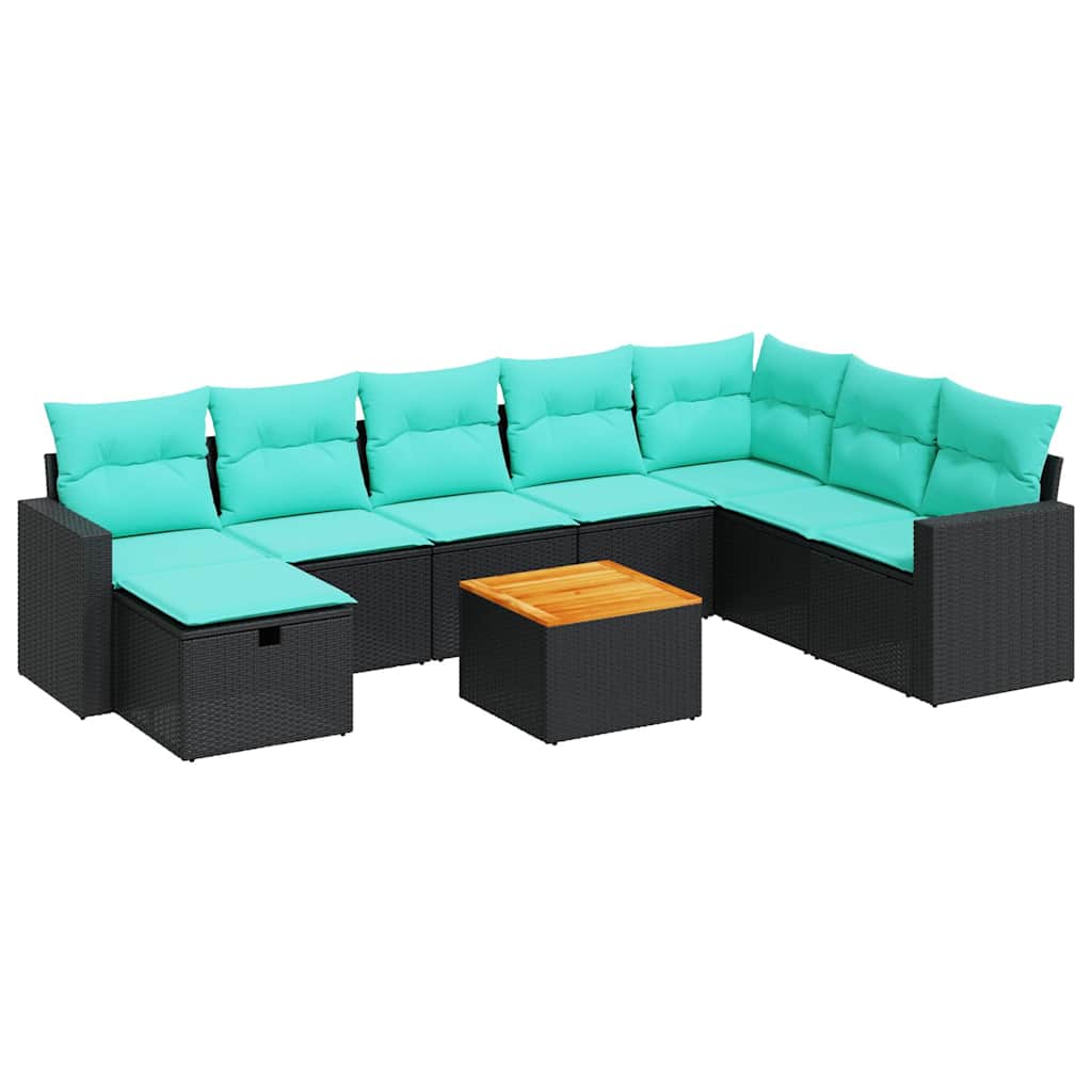 vidaXL 9-piece Lounge Set with Cushions Poly Rattan Grey