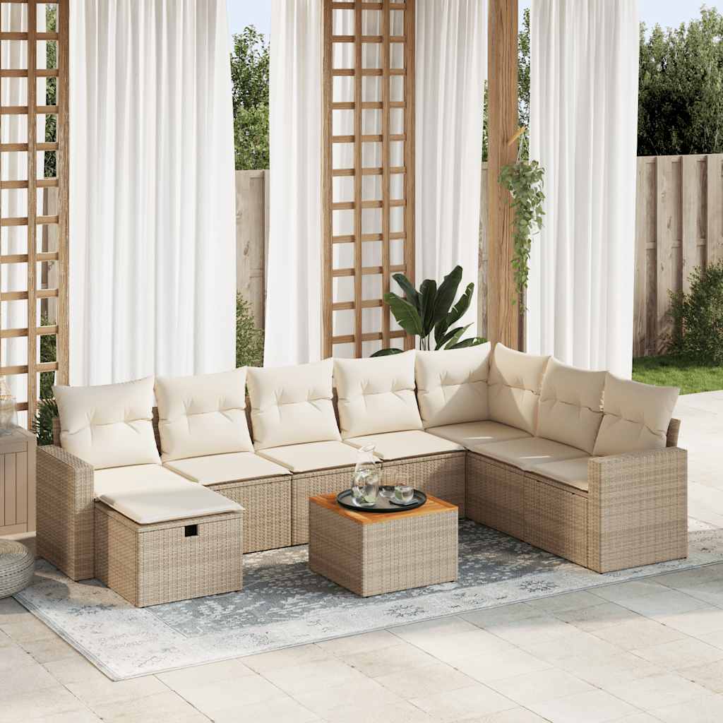 vidaXL 9-piece Poly Rattan Lounge Set with Cushions Black