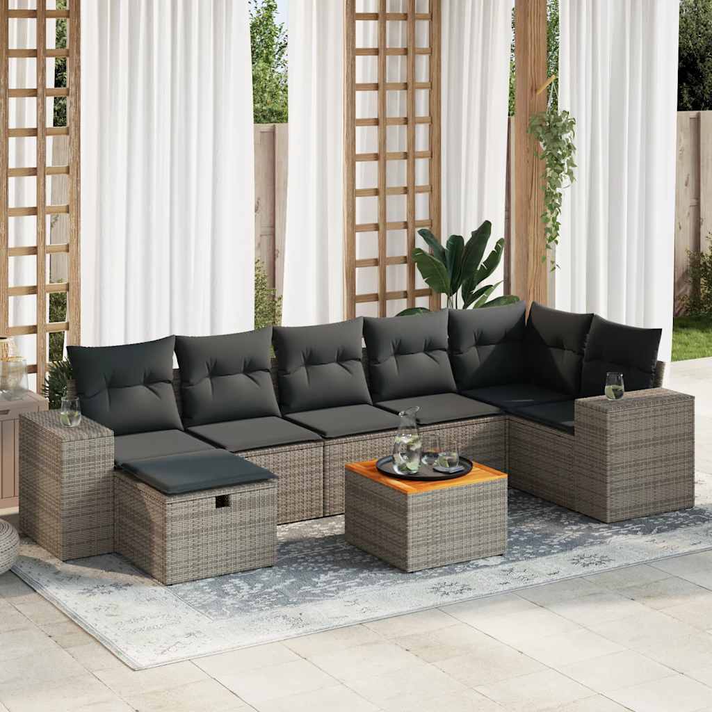 vidaXL 8-piece Lounge Set with Cushions Poly Rattan Black