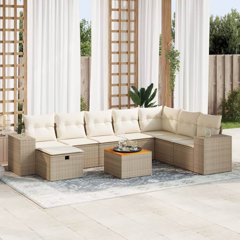 vidaXL 9-piece Lounge Set with Cushions Poly Rattan Black