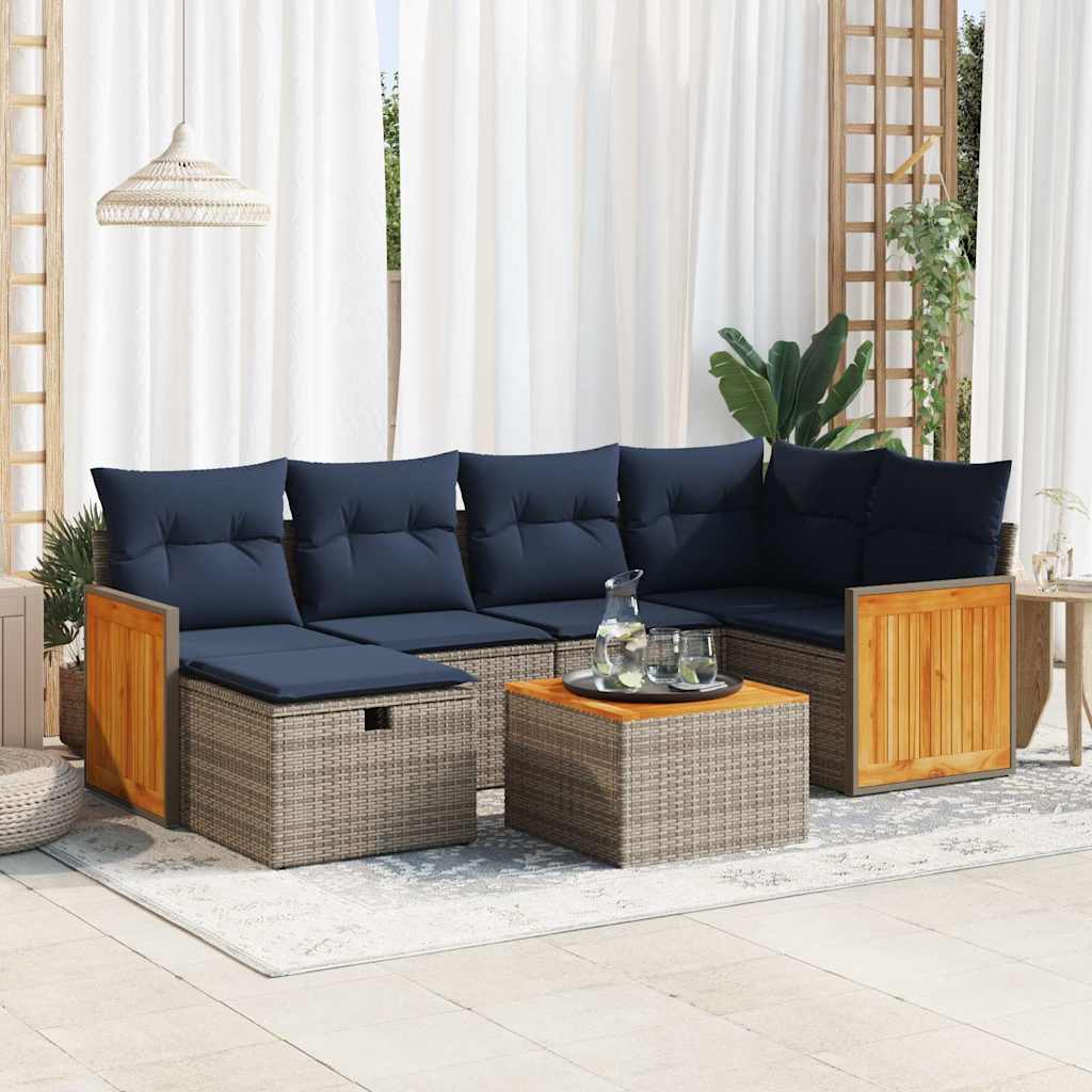vidaXL 6-Piece Lounge Set with Cushions Poly Rattan Black