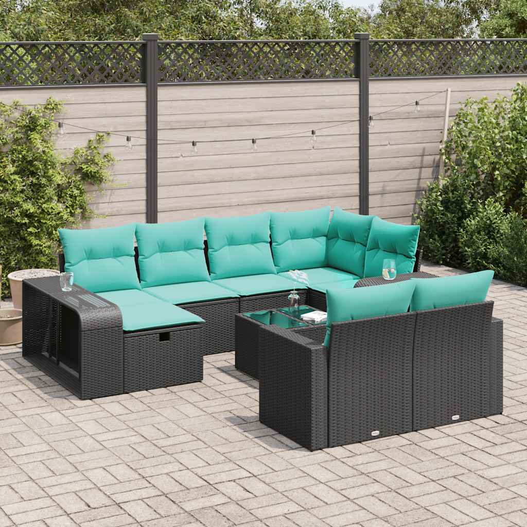vidaXL 10-Piece Lounge Set with Cushions Poly Rattan Grey