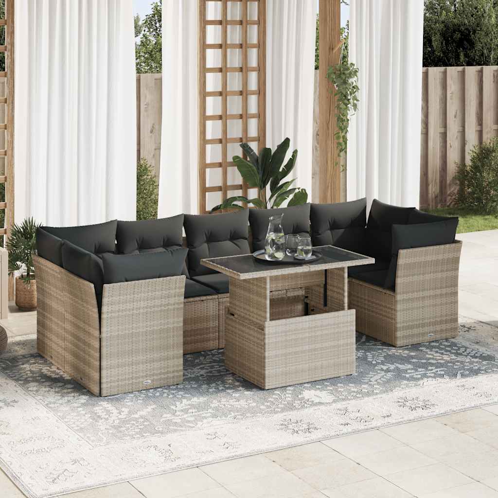vidaXL 10-delige Loungeset met kussens poly rattan zwart