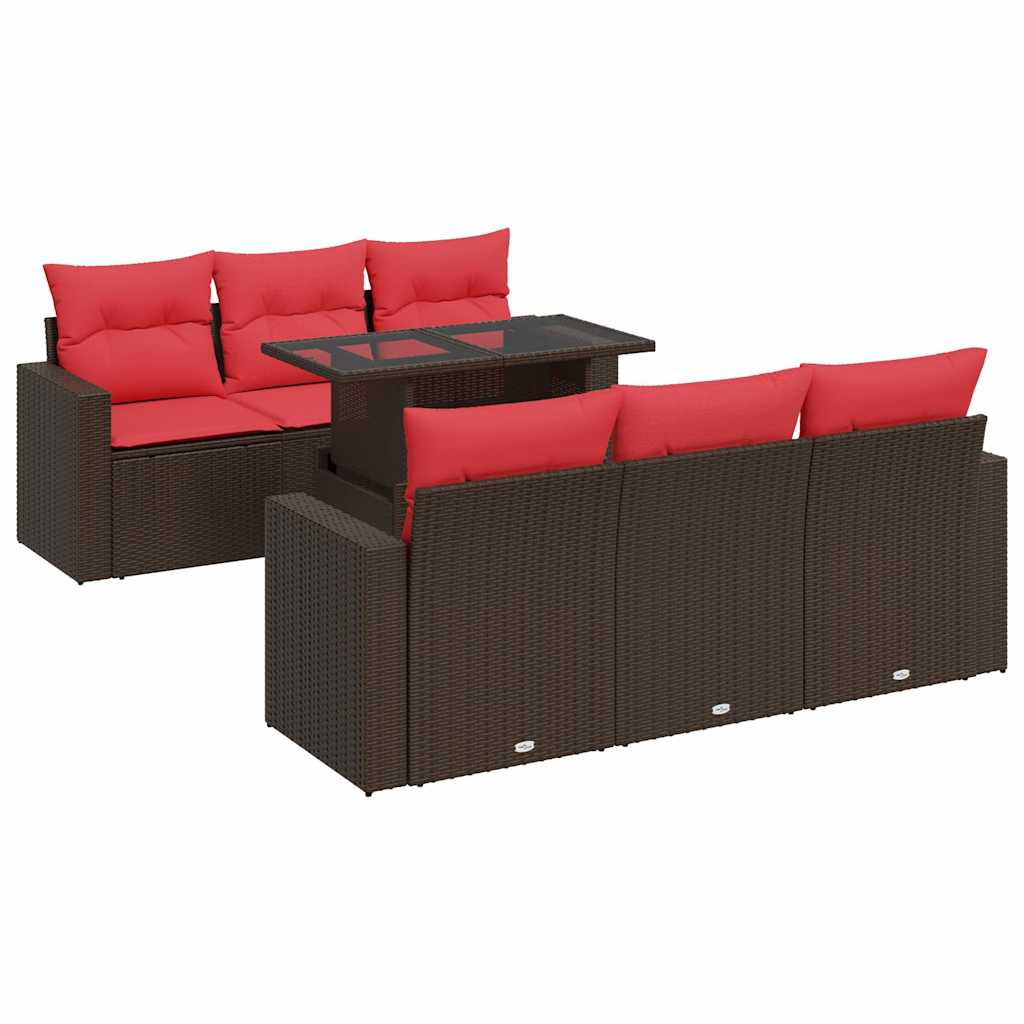 vidaXL 7-delige Loungeset met kussens poly rattan acacia zwart