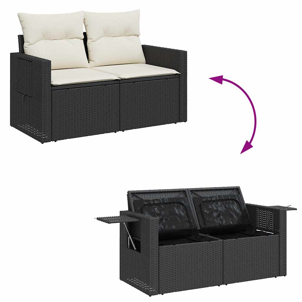 vidaXL 6-Piece Lounge Set with Cushions Poly Rattan Black