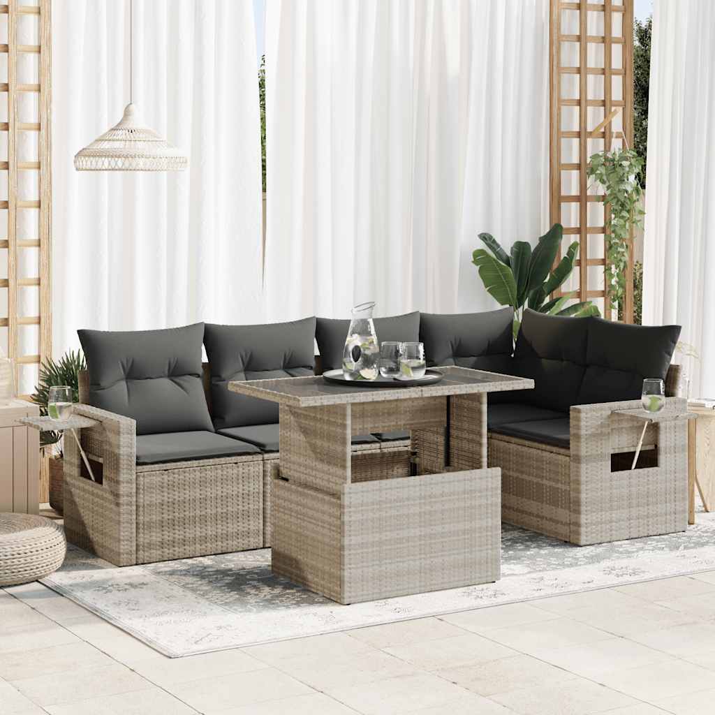 vidaXL 6-Piece Lounge Set with Cushions Poly Rattan Black