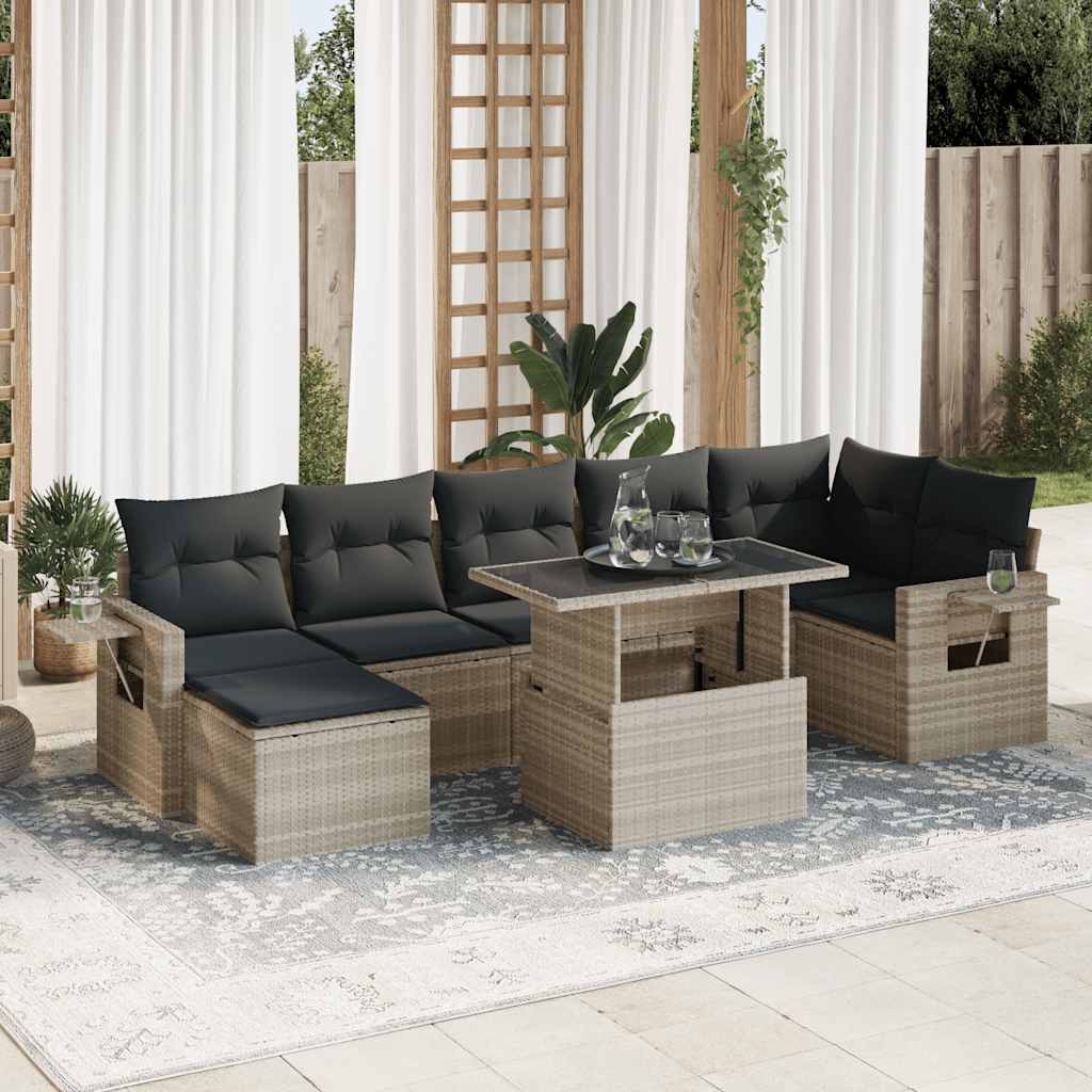 vidaXL 8-delige Loungeset met kussens poly rattan zwart