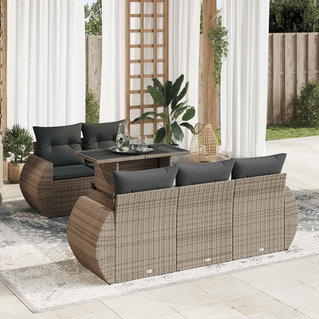 vidaXL 6-Piece Lounge Set with Cushions Poly Rattan Black