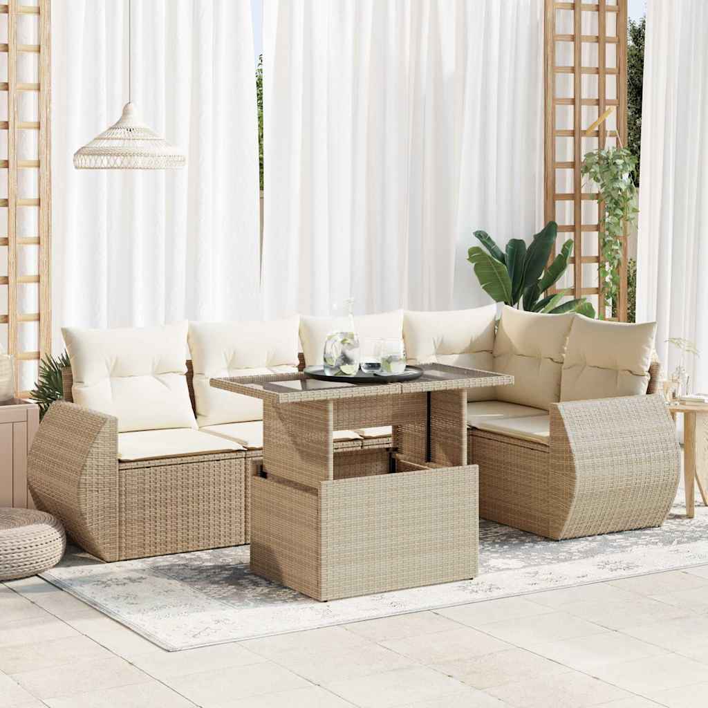 vidaXL 6-piece Lounge Set with Cushions Poly Rattan Black