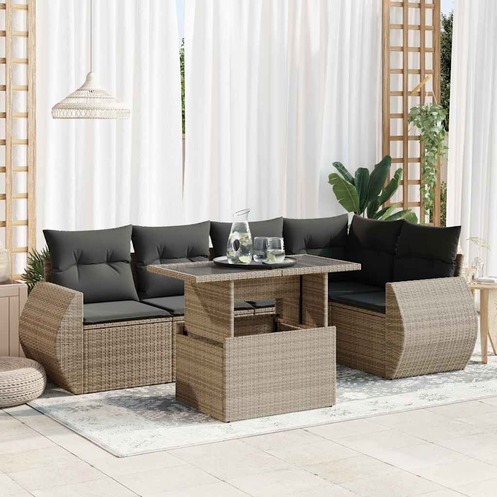 vidaXL 6-piece Lounge Set with Cushions Poly Rattan Black