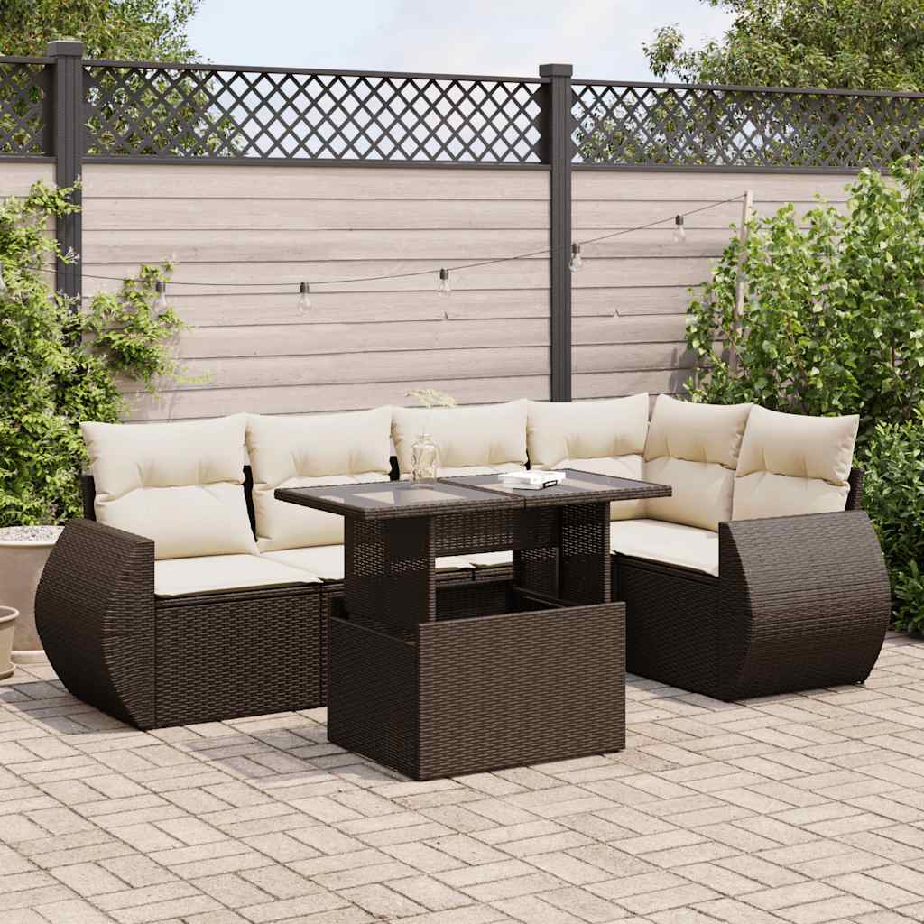 vidaXL 6-piece Lounge Set with Cushions Poly Rattan Black