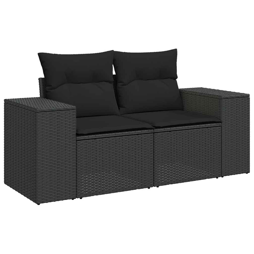 vidaXL 6-Piece Lounge Set with Cushions Poly Rattan Black
