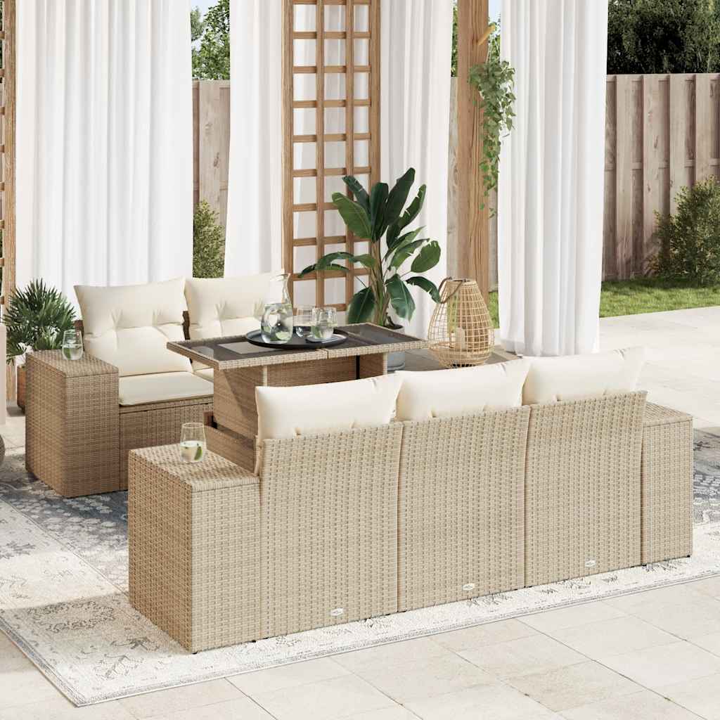vidaXL 6-Piece Lounge Set with Cushions Poly Rattan Black